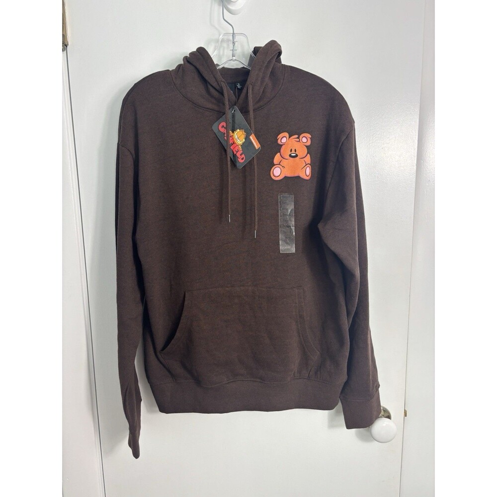 Nickelodeon Garfield Pooky Brown Hoodie Mens S NWT Pooky Bear Cartoon Retro 90s